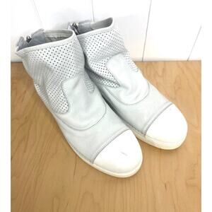 Nila & Nila Made in Italy Gray Leather Perforated Back Zip‎ Sneaker/Boot EU 40